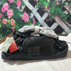 Badgley Mischka Black Leather Chain-Handle Should Crossbody  bag NWT